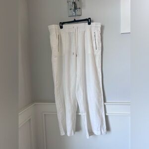 Athleta linen white wide leg pants size 20.
